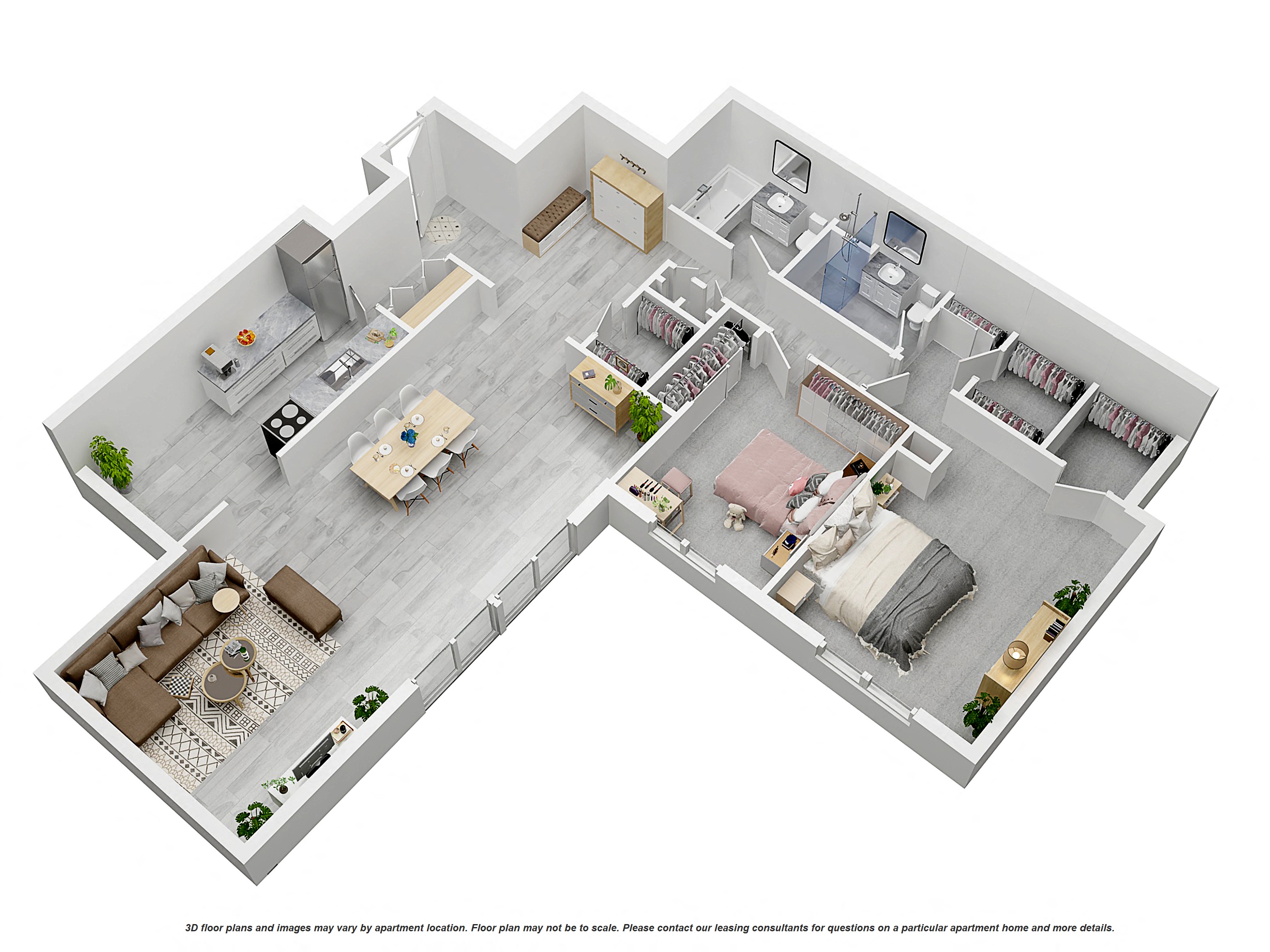 Floor plan for 2 beds, 2 baths, 1565 sqft